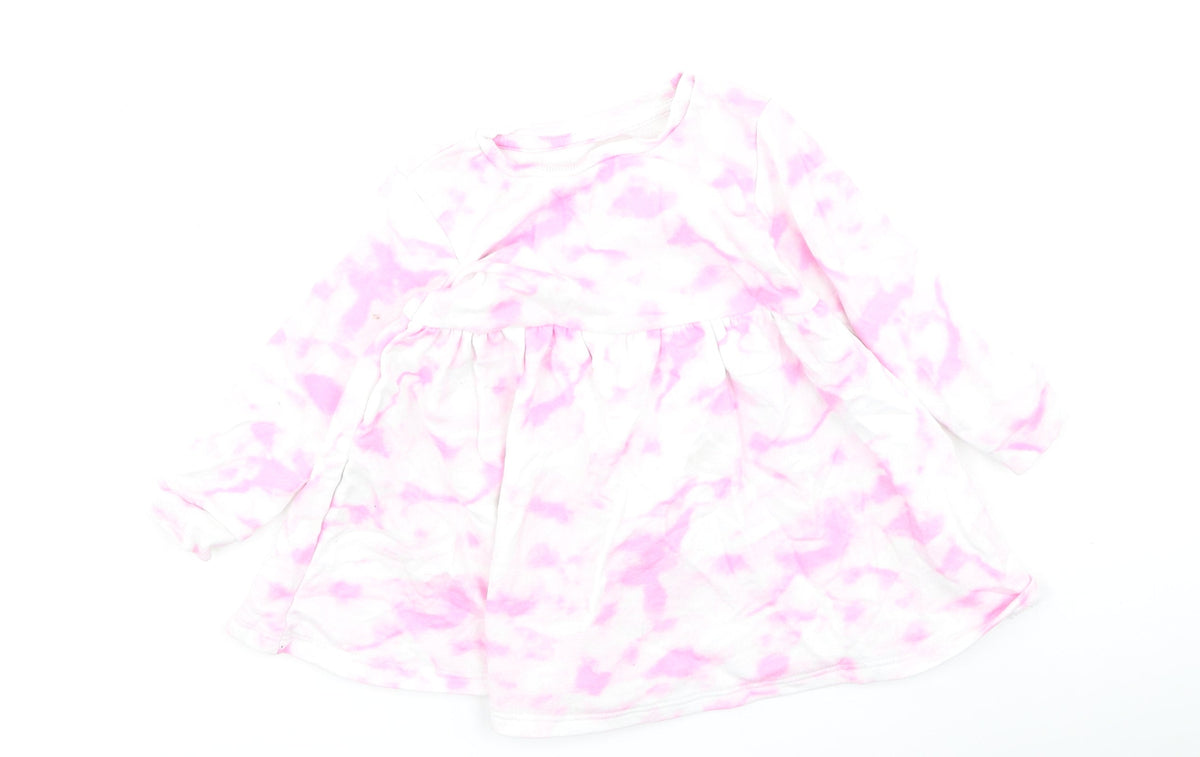 Dunnes Girls Pink  Cotton Fit & Flare  Size 12-18 Months  Round Neck