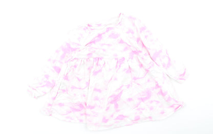 Dunnes Girls Pink  Cotton Fit & Flare  Size 12-18 Months  Round Neck
