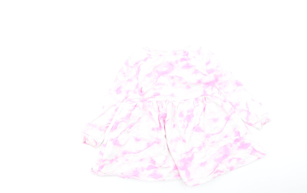 Dunnes Girls Pink  Cotton Fit & Flare  Size 12-18 Months  Round Neck