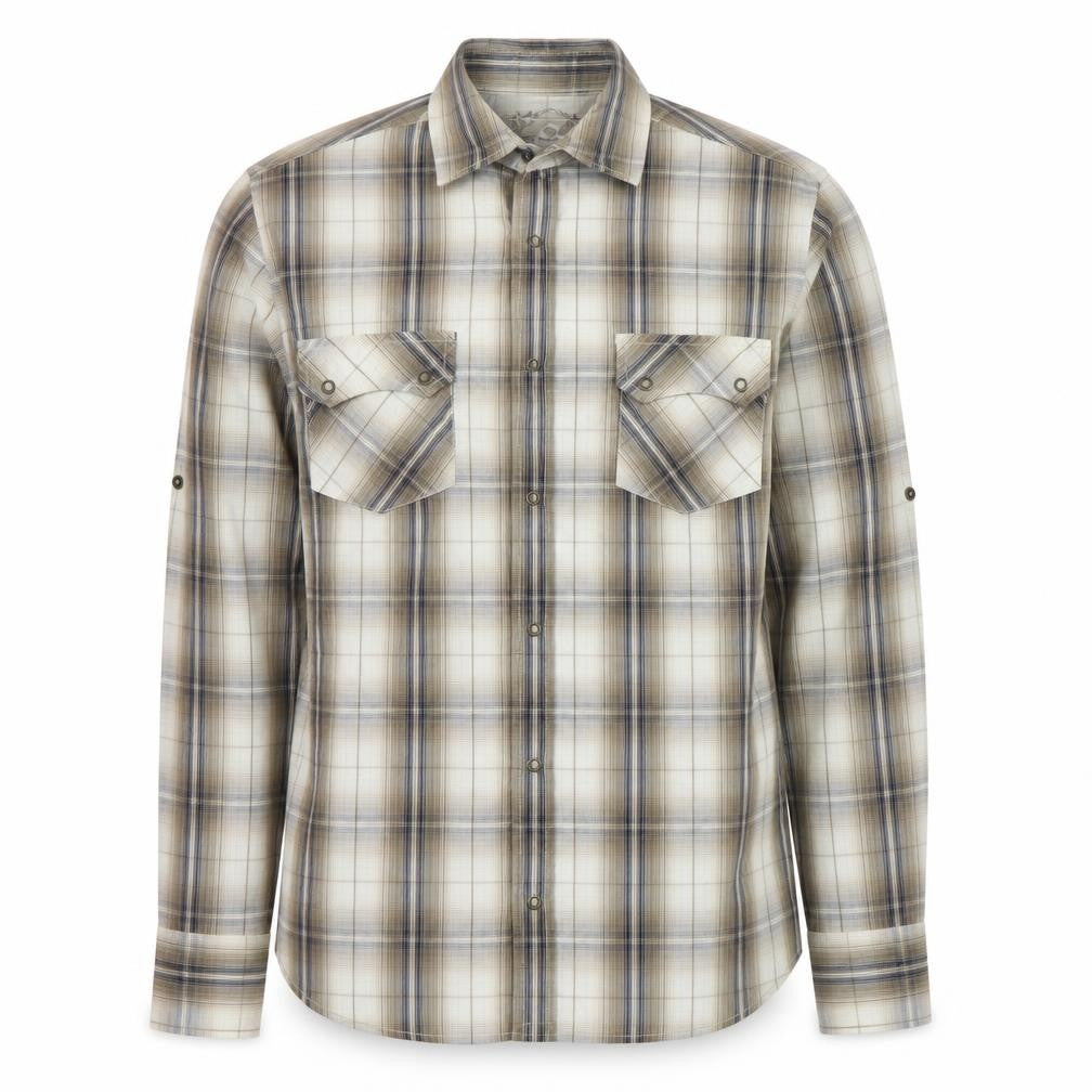 Cedarwood State Mens Brown Plaid Cotton Button-Up Size S Collared Snap