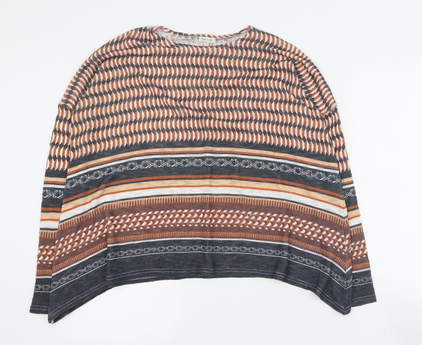 River Island Womens Orange Round Neck  Polyester Pullover Jumper Size 8