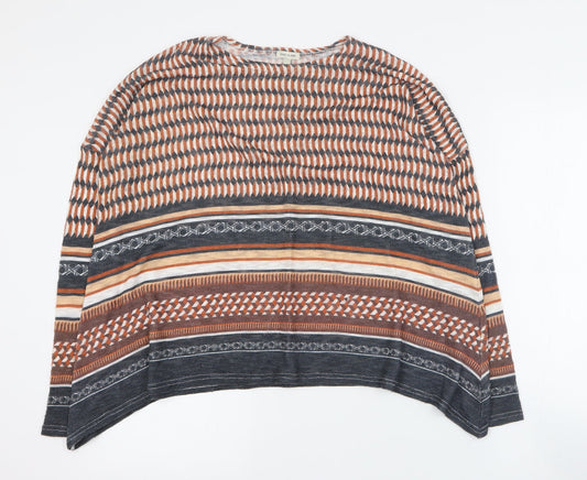 River Island Womens Orange Round Neck  Polyester Pullover Jumper Size 8