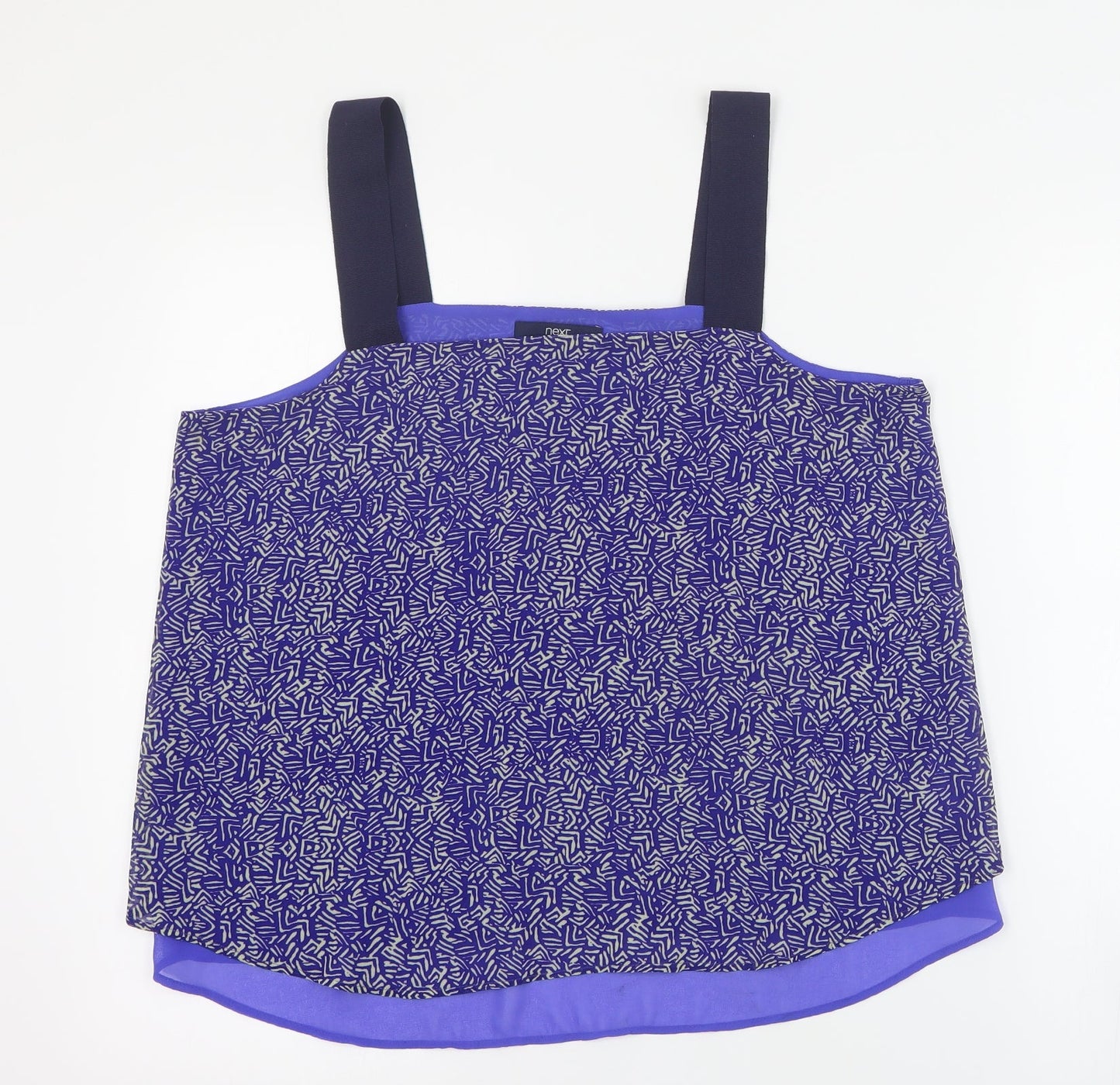 NEXT Womens Blue Geometric Polyester Camisole Tank Size 14 Square Neck