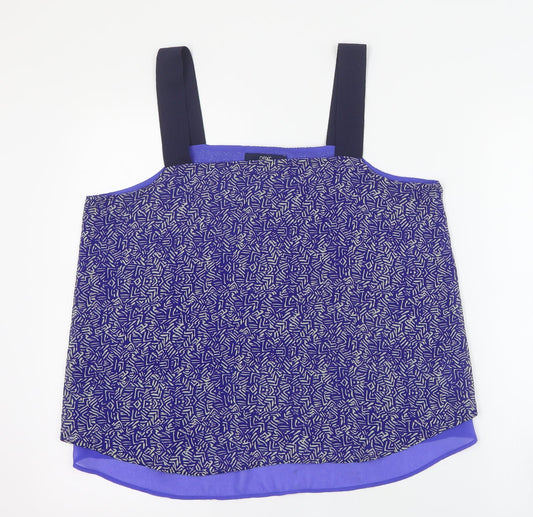 NEXT Womens Blue Geometric Polyester Camisole Tank Size 14 Square Neck
