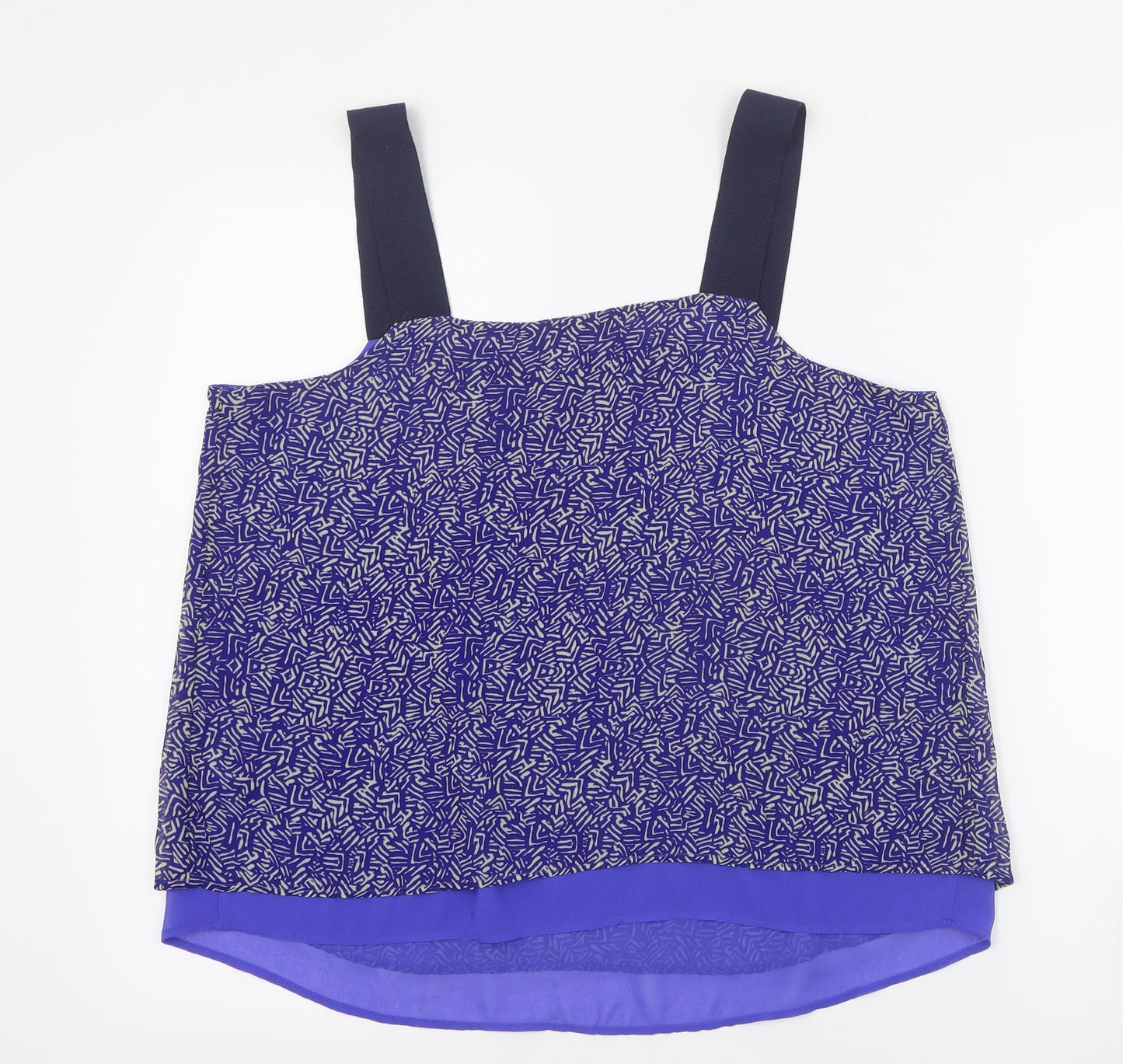 NEXT Womens Blue Geometric Polyester Camisole Tank Size 14 Square Neck