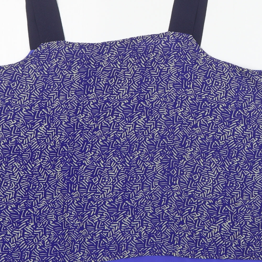 NEXT Womens Blue Geometric Polyester Camisole Tank Size 14 Square Neck