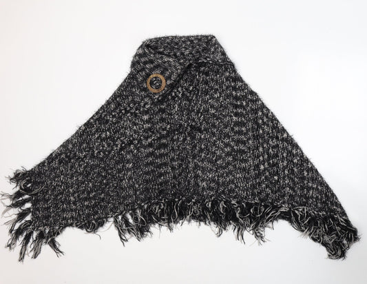 Casamia Womens Black Roll Neck  Acrylic Cape Jumper Size M
