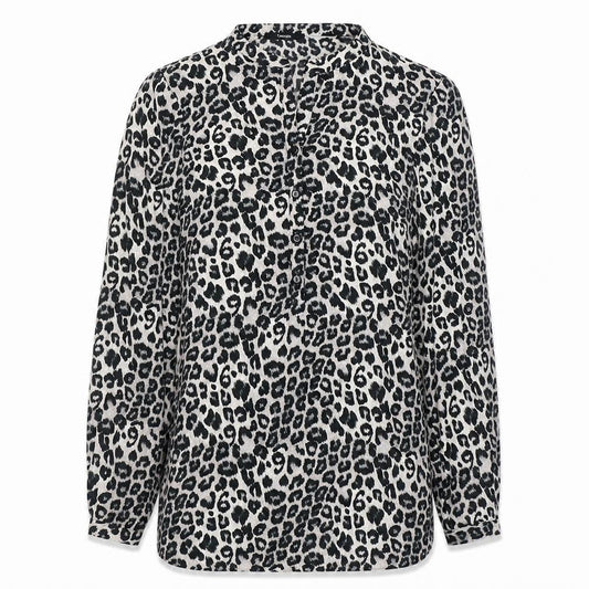 George Womens Grey Animal Print Polyester Tunic Blouse Size 10 V-Neck