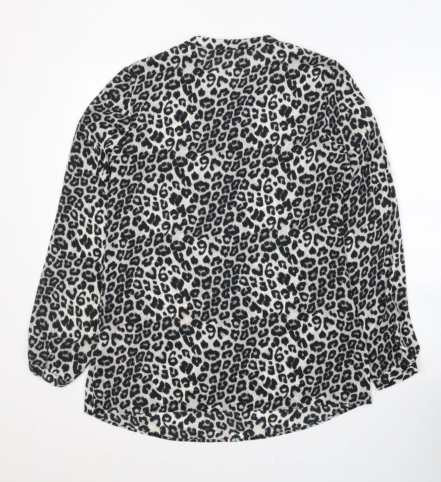 George Womens Grey Animal Print Polyester Tunic Blouse Size 10 V-Neck