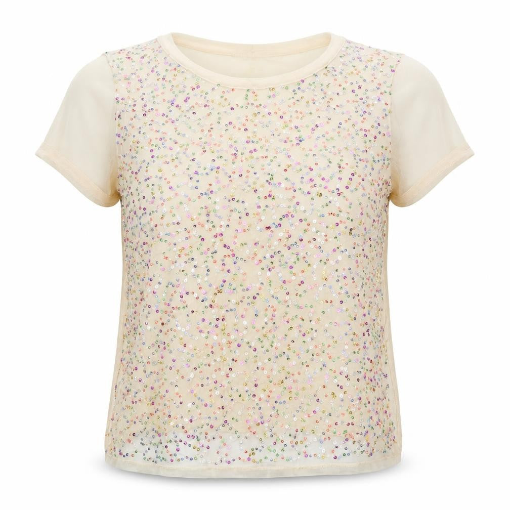 H&M Womens Beige  Polyester Basic T-Shirt Size XS Round Neck