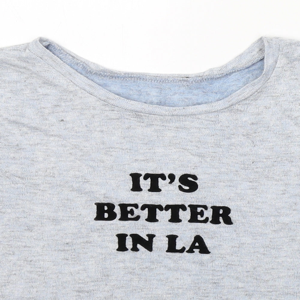 Atmosphere Womens Blue  Viscose Cropped T-Shirt Size 12 Round Neck - It's better in LA