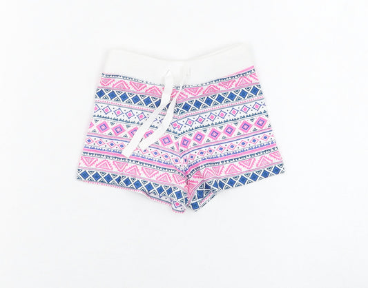 Primark Girls White Geometric Cotton Cropped Trousers Size 18-24 Months  Pullover