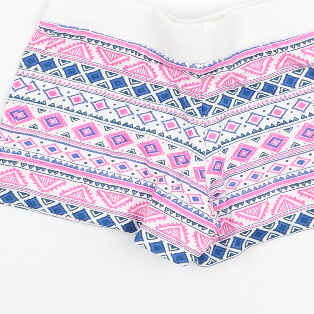 Primark Girls White Geometric Cotton Cropped Trousers Size 18-24 Months  Pullover