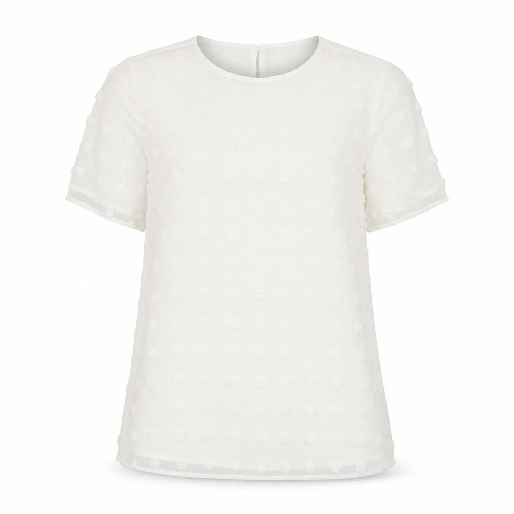 Blooming Jelly Womens White  Polyester Tunic Blouse Size S Round Neck