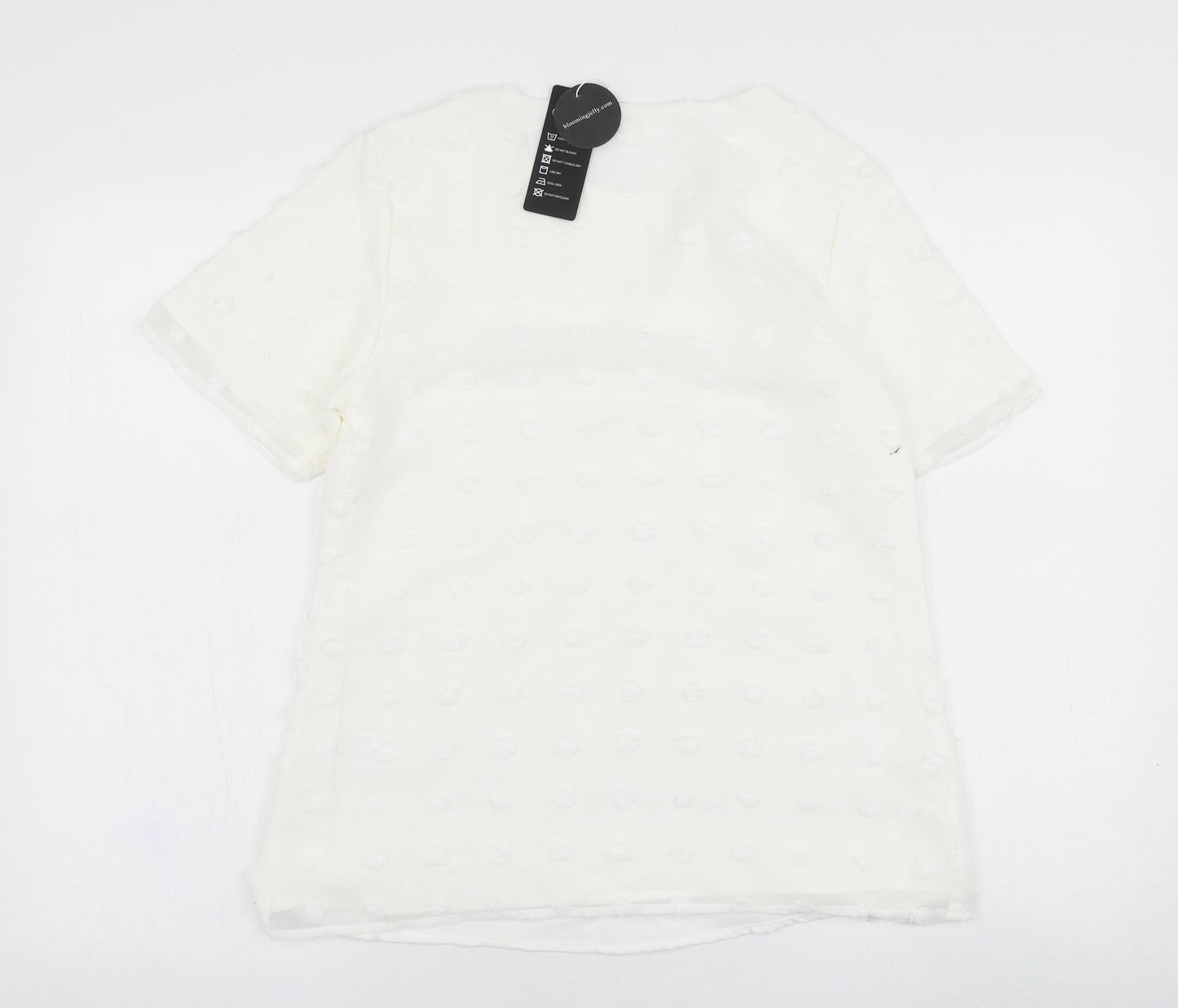 Blooming Jelly Womens White  Polyester Tunic Blouse Size S Round Neck