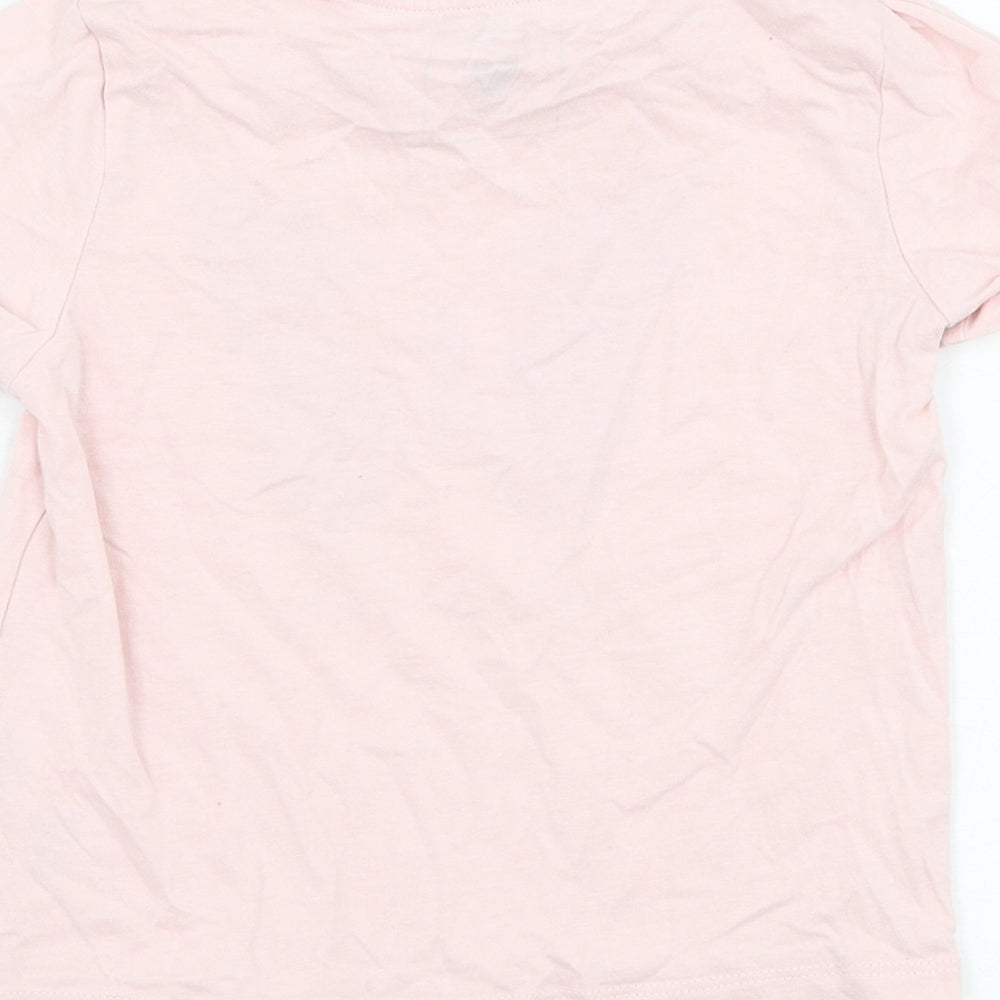 Very Girls Pink  Cotton Basic T-Shirt Size 4-5 Years Round Neck Pullover - Butterfly