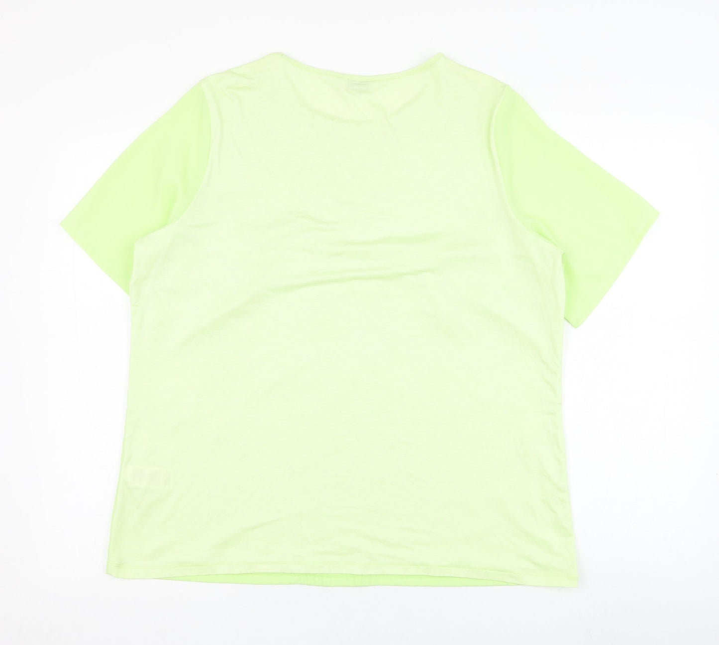 Marks and Spencer Womens Green  Viscose Basic Blouse Size 14 Round Neck
