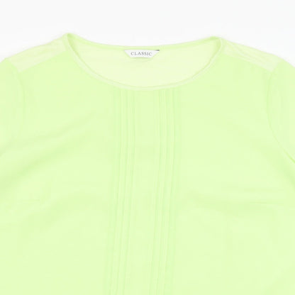 Marks & Spencer Womens Green  Viscose Basic Blouse Size 14 Round Neck
