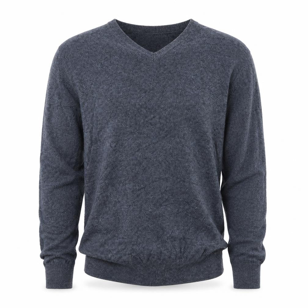 H&M Mens Blue V-Neck  Cotton Pullover Jumper Size S
