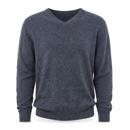H&M Mens Blue V-Neck  Cotton Pullover Jumper Size S