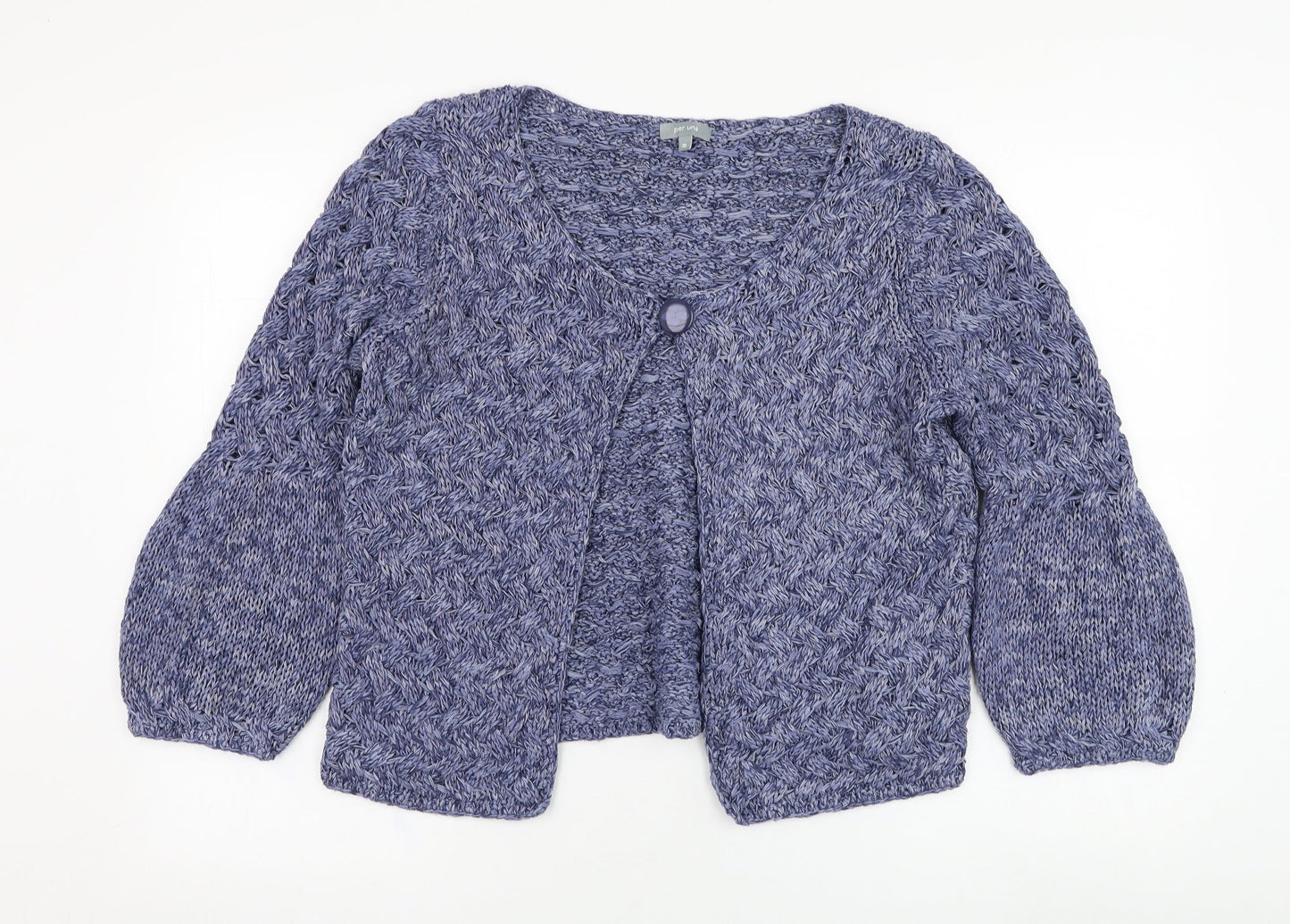 Marks and Spencer Womens Blue Scoop Neck  Acrylic Cardigan Jumper Size M