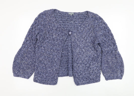 Marks and Spencer Womens Blue Scoop Neck  Acrylic Cardigan Jumper Size M