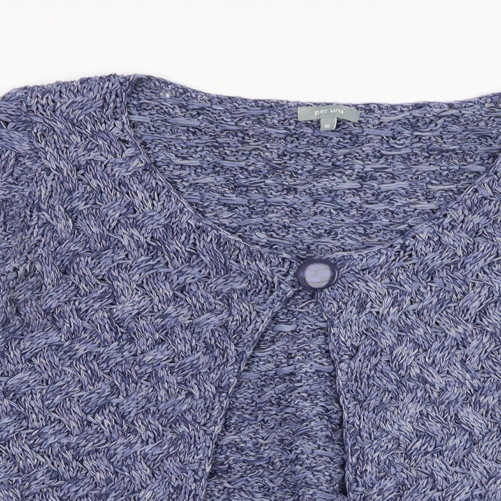 Marks and Spencer Womens Blue Scoop Neck  Acrylic Cardigan Jumper Size M