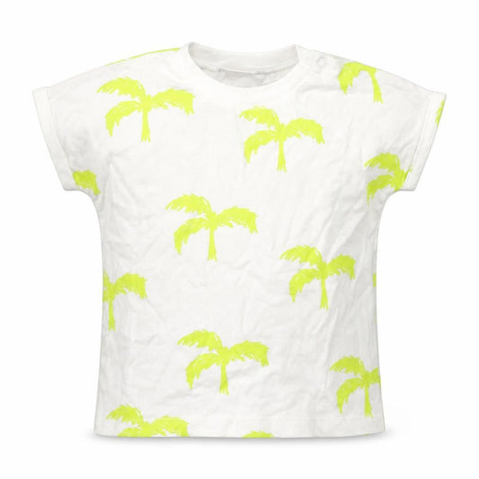 Next  Girls Ivory  Cotton Basic T-Shirt Size 6-9 Months Crew Neck  - Palm Tree Print