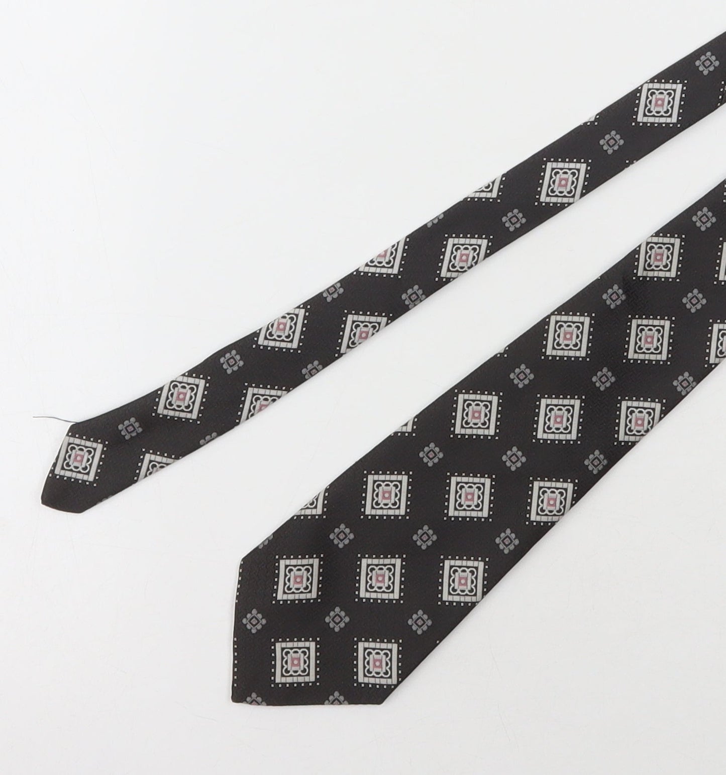 Distinctive Menswear Mens Black Floral Polyester Pointed Tie One Size