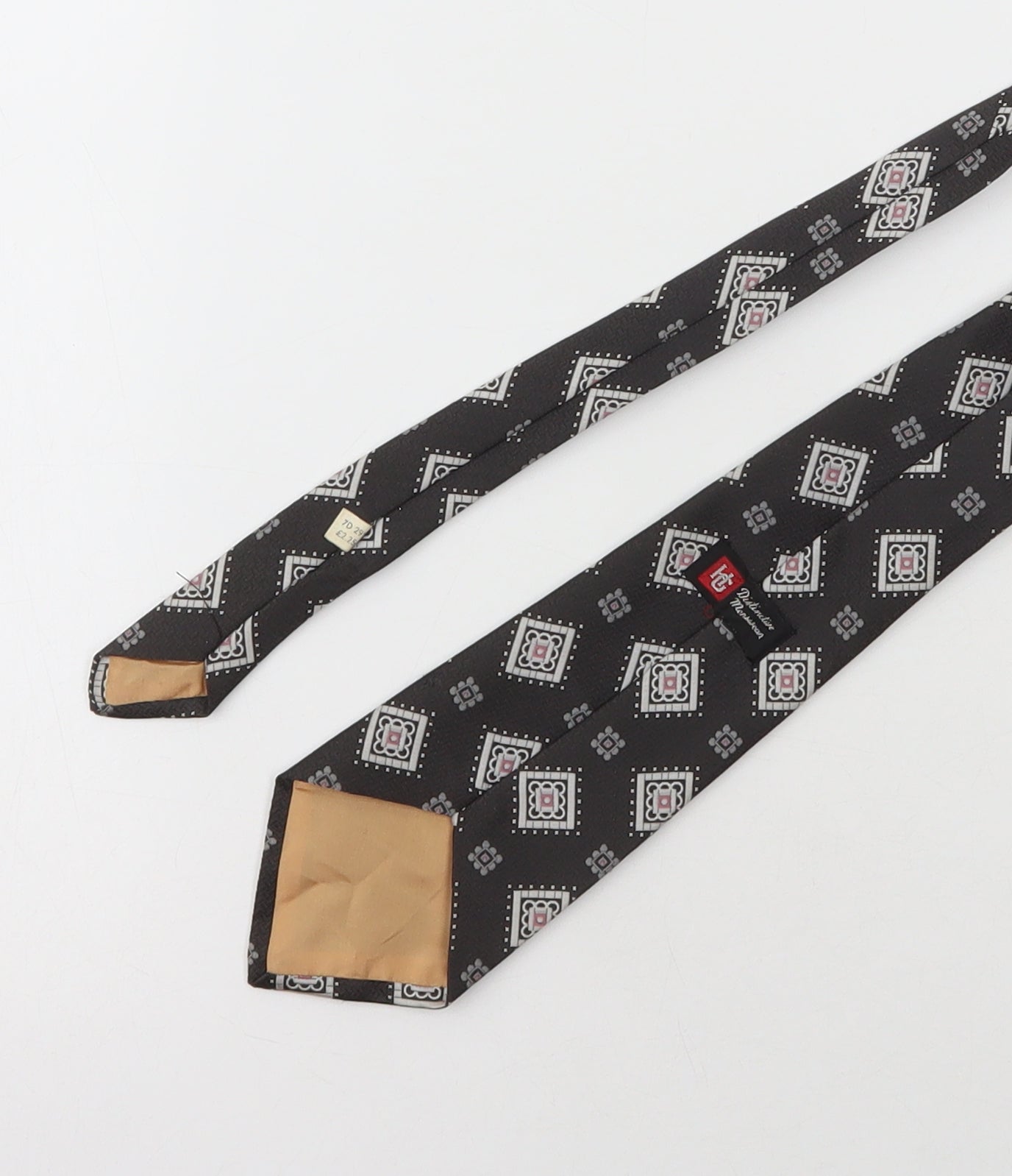 Distinctive Menswear Mens Black Floral Polyester Pointed Tie One Size