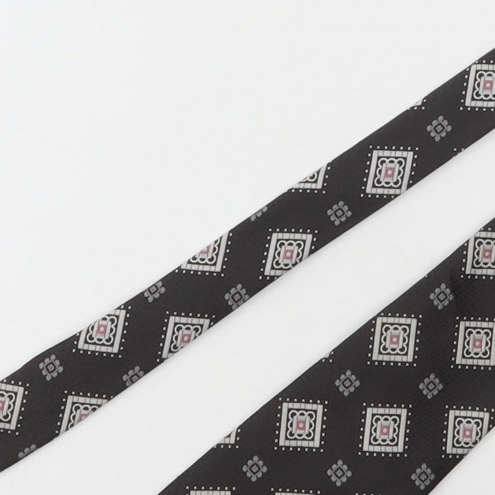 Distinctive Menswear Mens Black Floral Polyester Pointed Tie One Size