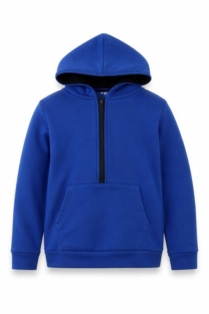 Deer Gray Boys Blue  Polyester Pullover Hoodie Size M   - side zip