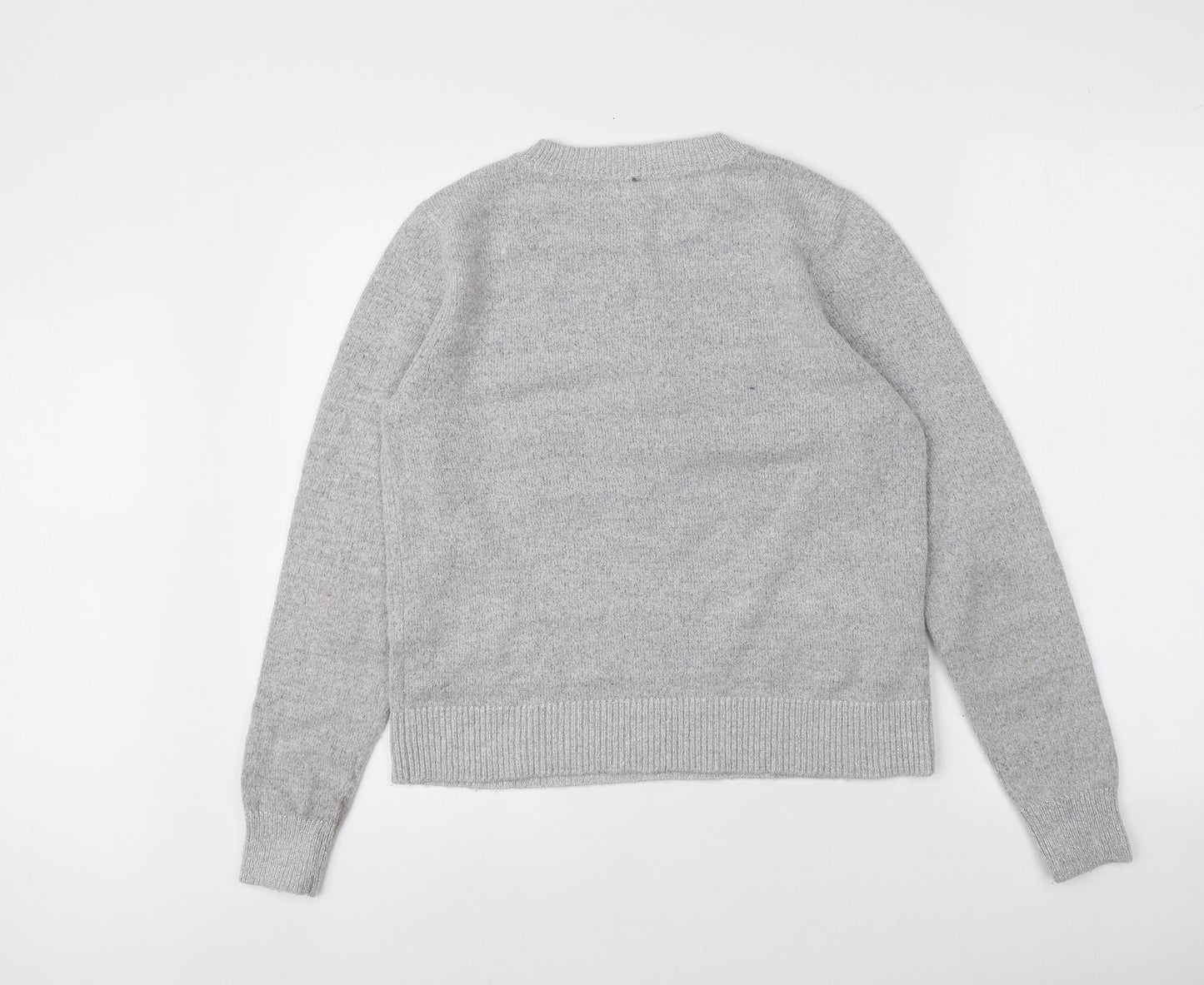 Oasis Womens Grey Round Neck  Acrylic Pullover Jumper Size M