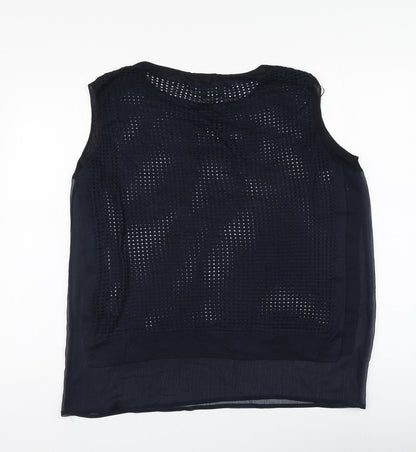 Next Womens Blue  Viscose Basic T-Shirt Size 14 Round Neck