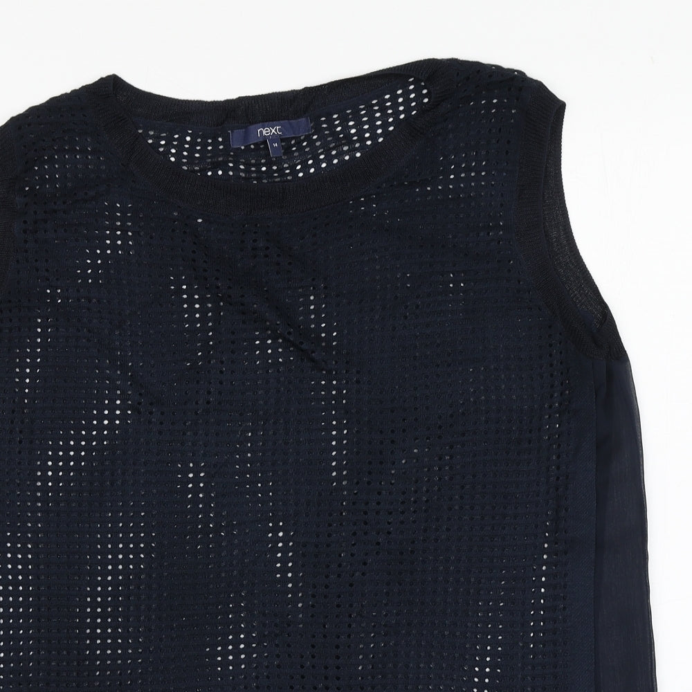 NEXT Womens Blue  Viscose Basic T-Shirt Size 14 Round Neck