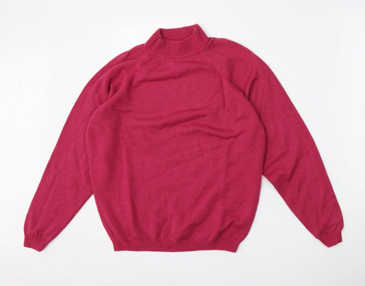 Preworn Womens Pink Mock Neck  Polyester Pullover Jumper Size M
