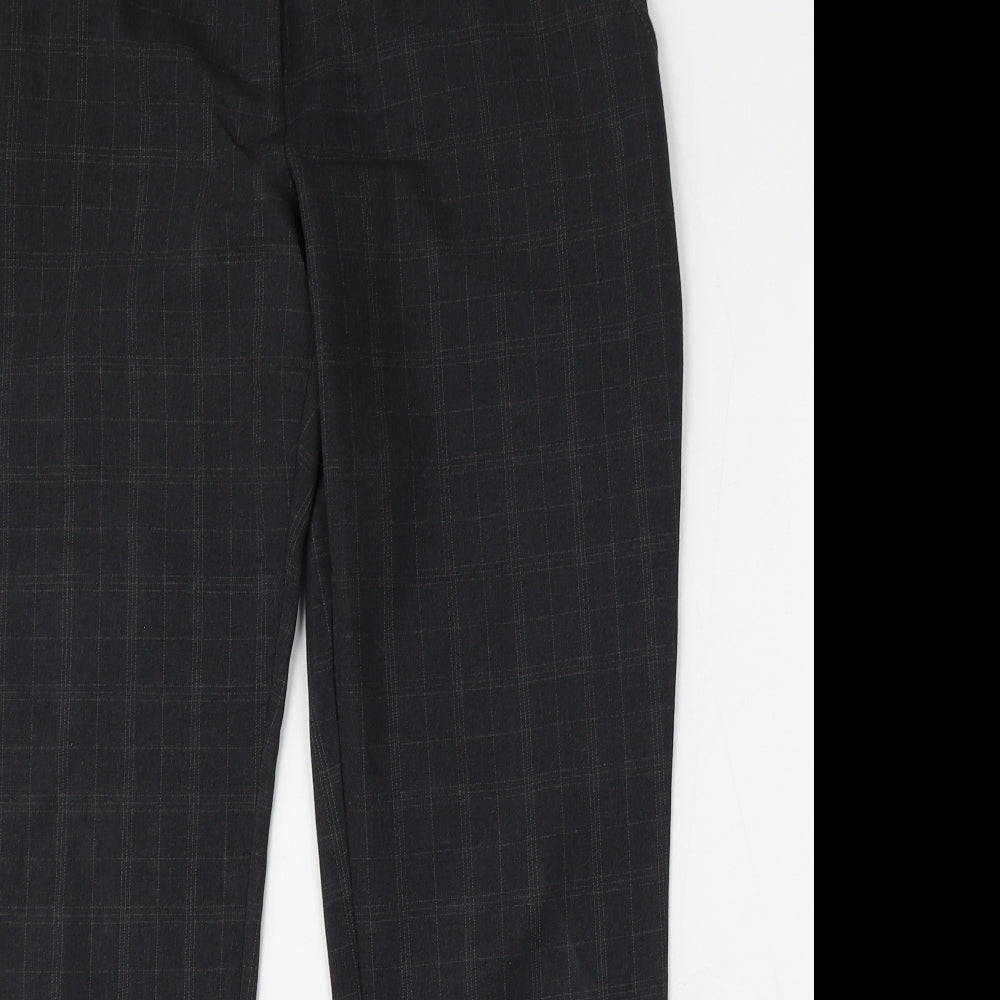 Atmosphere Womens Grey Check Polyester Trousers  Size 12 L30 in Regular Zip