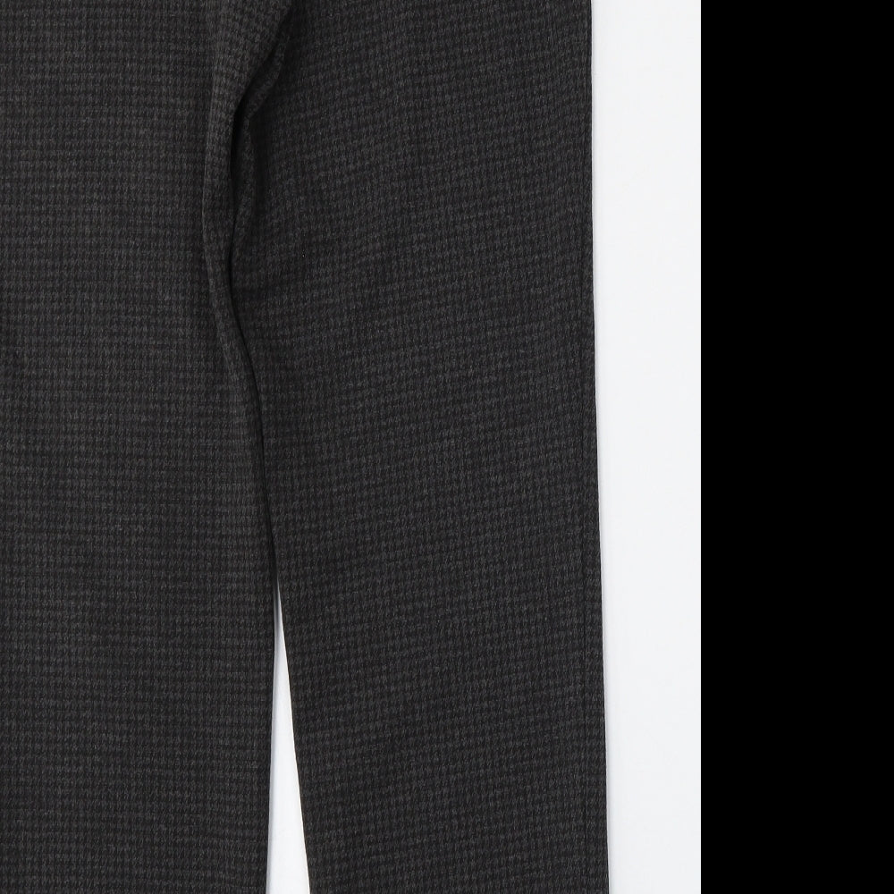 Marks and Spencer Womens Grey Houndstooth Viscose Trousers  Size 12 L28 in Regular
