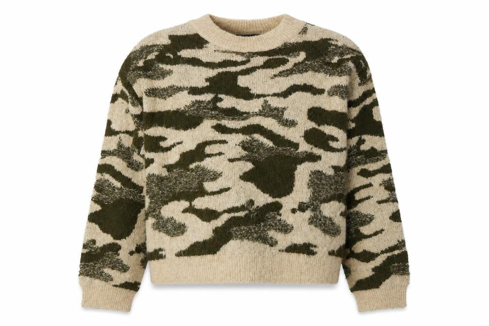 Primark Womens Multicoloured Round Neck Camouflage Acrylic Pullover Jumper Size 10