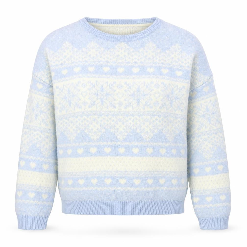 Matalan Womens Blue Round Neck Geometric Acrylic Pullover Jumper Size S