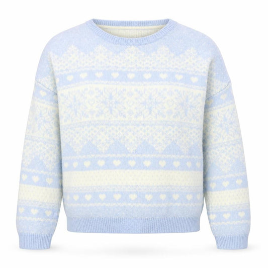 Matalan Womens Blue Round Neck Geometric Acrylic Pullover Jumper Size S