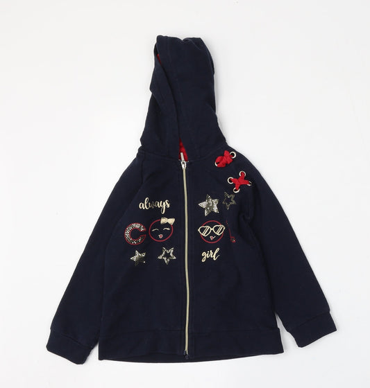 Mayoral Girls Blue  Cotton Full Zip Hoodie Size 4 Years  Zip