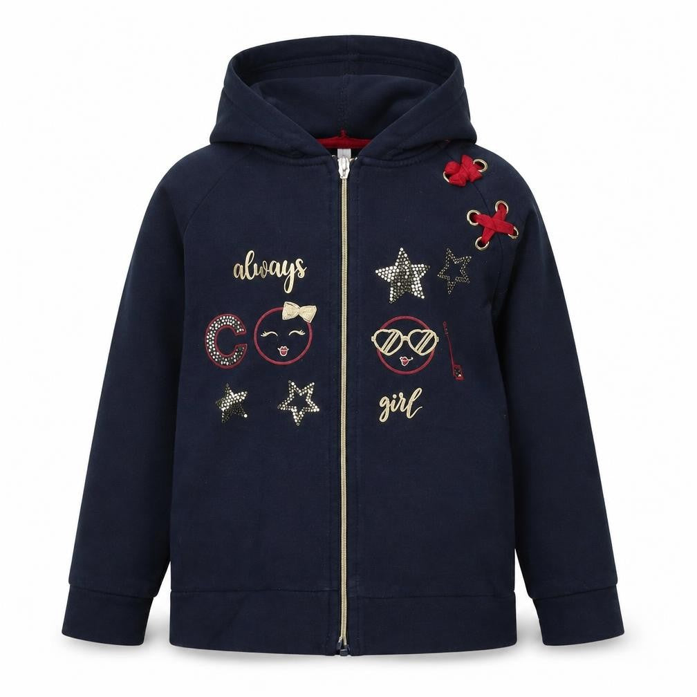 Mayoral Girls Blue  Cotton Full Zip Hoodie Size 4 Years  Zip