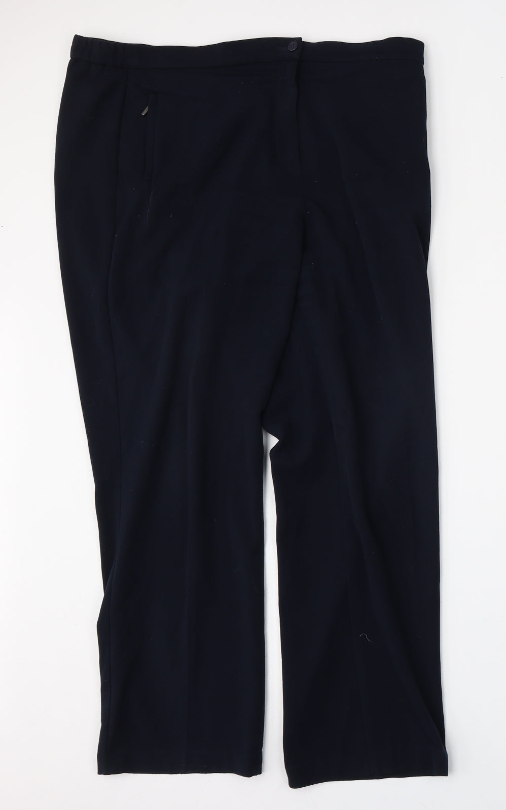 Marks and Spencer Womens Blue  Polyester Trousers  Size 14 L28 in Regular Hook & Eye