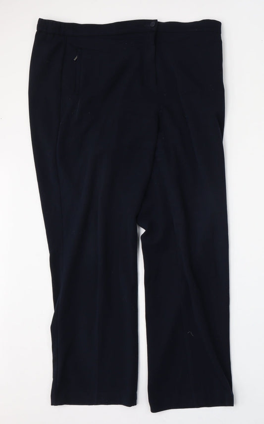 Marks and Spencer Womens Blue  Polyester Trousers  Size 14 L28 in Regular Hook & Eye