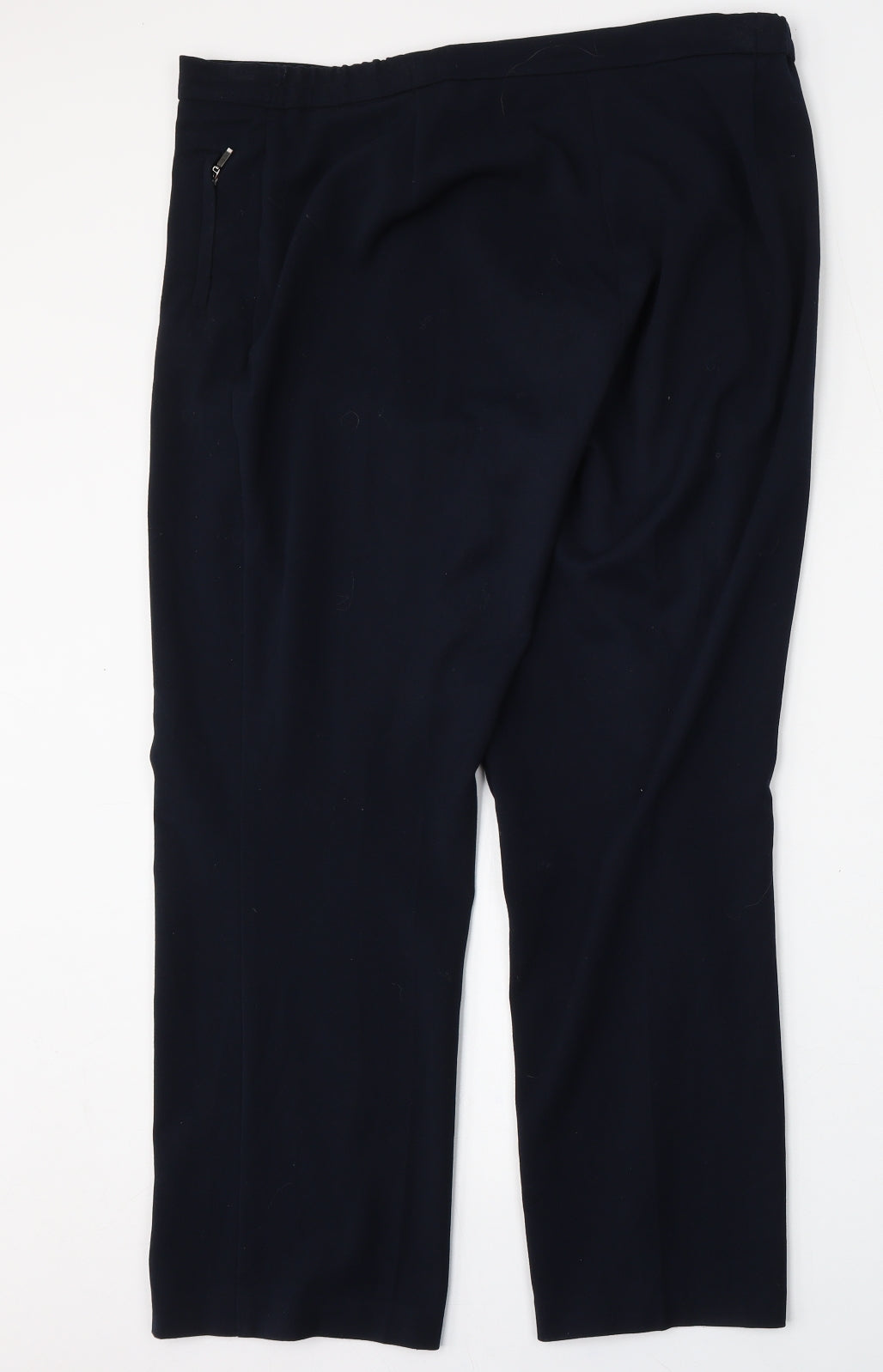 Marks and Spencer Womens Blue  Polyester Trousers  Size 14 L28 in Regular Hook & Eye