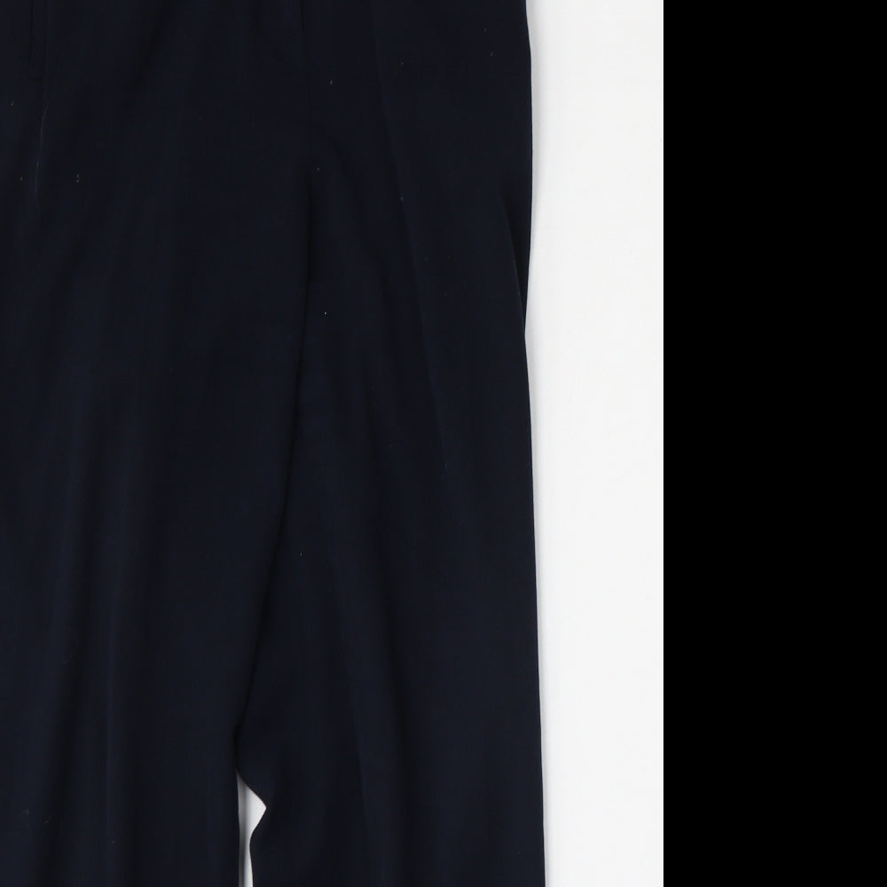 Marks and Spencer Womens Blue  Polyester Trousers  Size 14 L28 in Regular Hook & Eye
