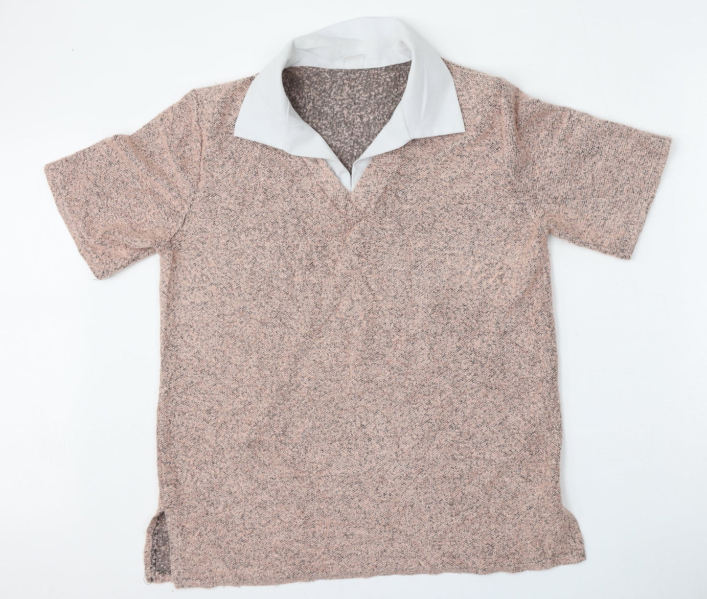 Preworn Womens Pink  Polyester Basic Polo Size L Collared