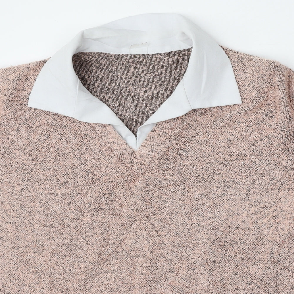 Preworn Womens Pink  Polyester Basic Polo Size L Collared