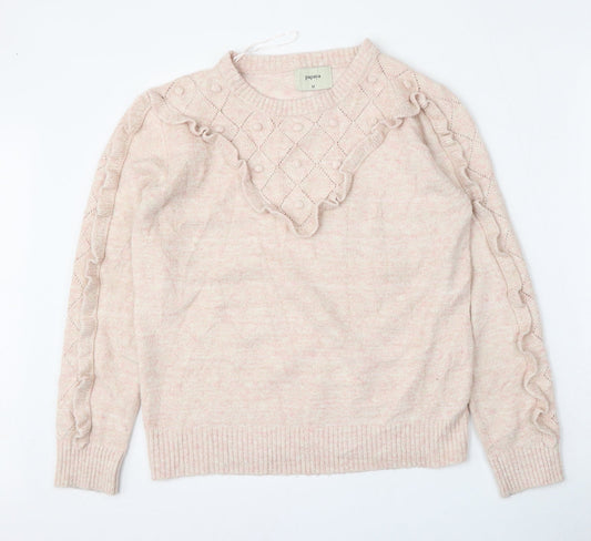 Matalan Womens Pink Round Neck  Acrylic Pullover Jumper Size M